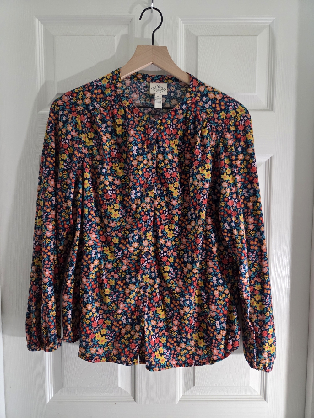 St. John's Bay Navy Multicolor Floral Button-Down Shirt